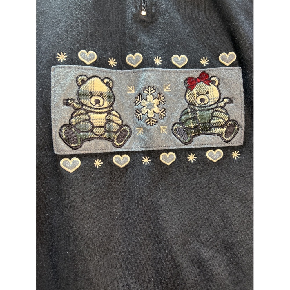 Fashion Bug Women's Embroidered Sweatshirt Teddy Bear Snowflake Heart Size 22/24 - Picture 2 of 11